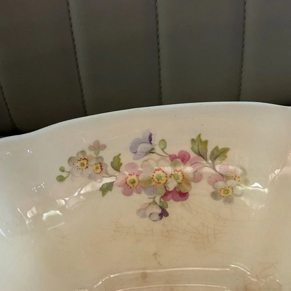 Vintage Paden City Pottery Regina pattern Floral Serving Dish with Lid